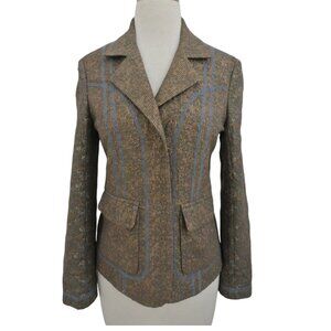 Gregory PARKINSON gold metallic stripe jacket blazer sz 4 embroidered blazer USA